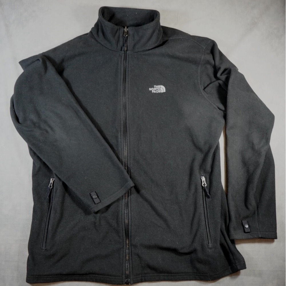 The North Face‎ Mens Fleece Full Zip Black Jacket XL Mock Neck Outerwear Pockets
